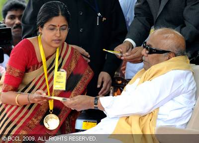 Dr. Pushpangali with Chief Minister Mr. Karunanithi